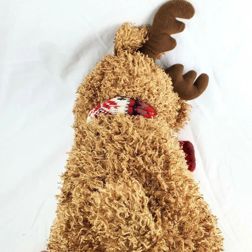 Reindeer Brown Stuffed Plush Red Snowflake Scarf Winter Christmas 17
